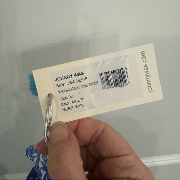 Johnny Was Yao Bandeau One Piece Swimsuit Floral Blue Print - Picture 11 of 11